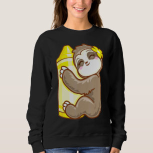Yellow Crayon Colouring Sloth Girls Sweatshirt
