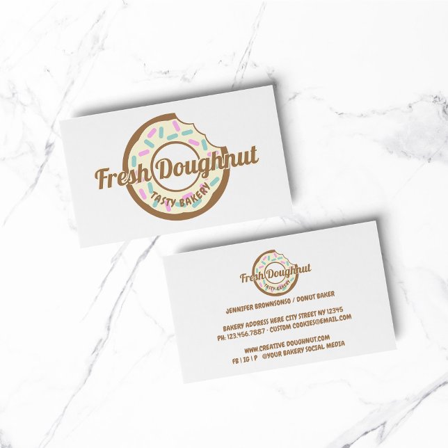 Yellow Cream Doughnut Sweet Cookies Business Card (BAKERY PASTRY CHEF COOK CAKE event planner business)