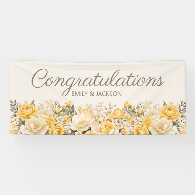 Yellow Cream Floral Engagement Banner (Horizontal)