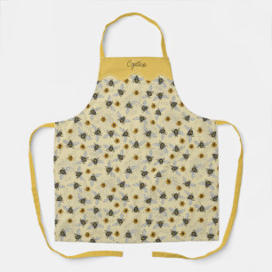 Yellow & Cream Fun Honeybee Pattern Gardening Apron