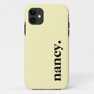 Yellow Cream Solid Colour Elegant Name  Case-Mate iPhone Case