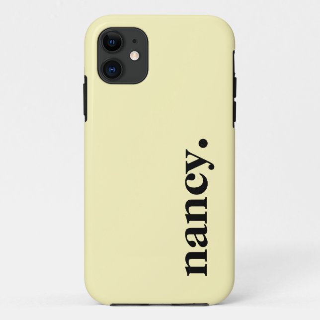 Yellow Cream Solid Colour Elegant Name  Case-Mate iPhone Case (Back)