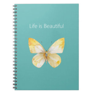Yellow Cream White Butterfly Notebook