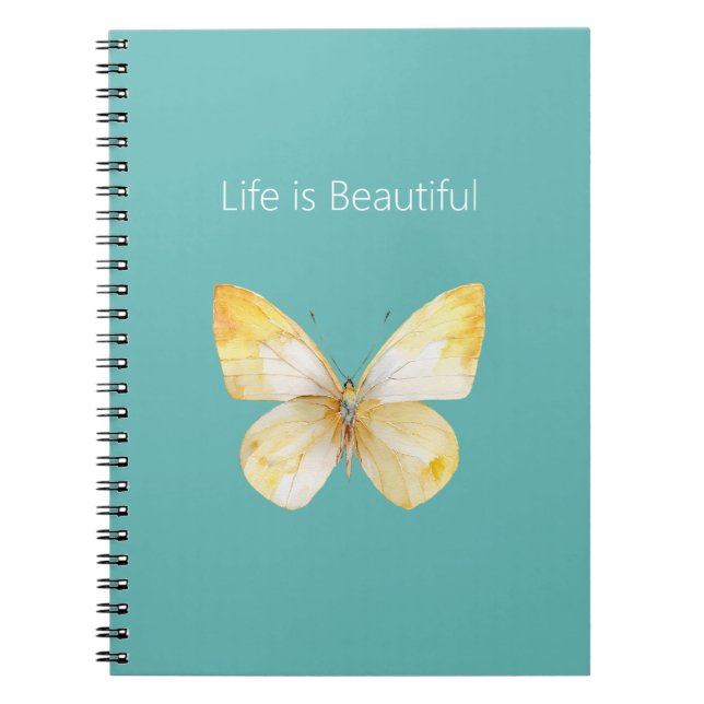 Yellow Cream White Butterfly Notebook (Front)