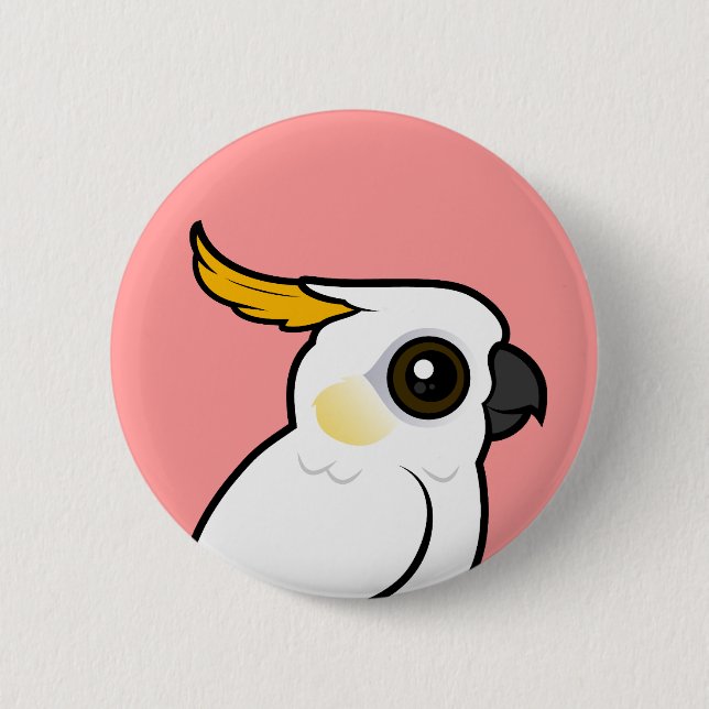 Yellow-crested Cockatoo (crest down) 6 Cm Round Badge (Front)