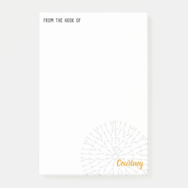 Yellow Crochet Chart Post-it Notes (Front)