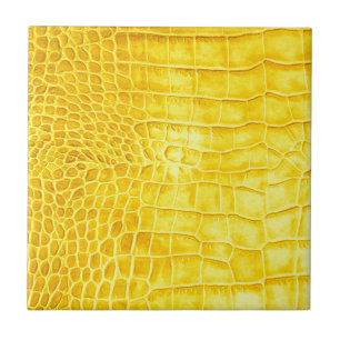 Yellow crocodile leather tile