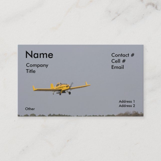yellow crop duster tree top business card (Front)