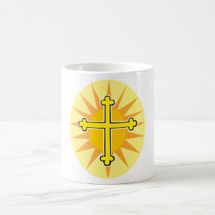Yellow Cross Bottony Sunburst Christian Faith Coffee Mug