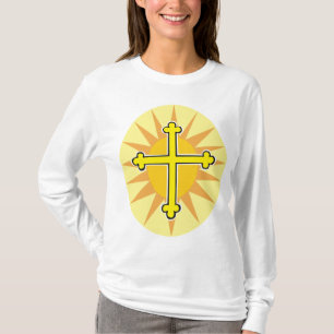 Yellow Cross Bottony Sunburst Christian Faith T-Shirt