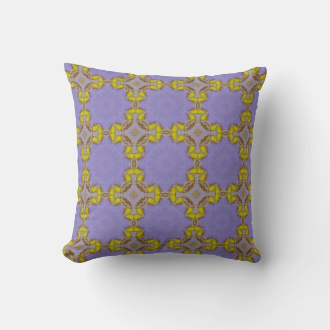 Yellow Cross Geometric Pattern Cushion (Front)