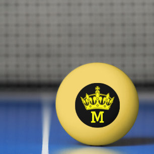 Yellow Crown Monogram Personalised Ping Pong Ball