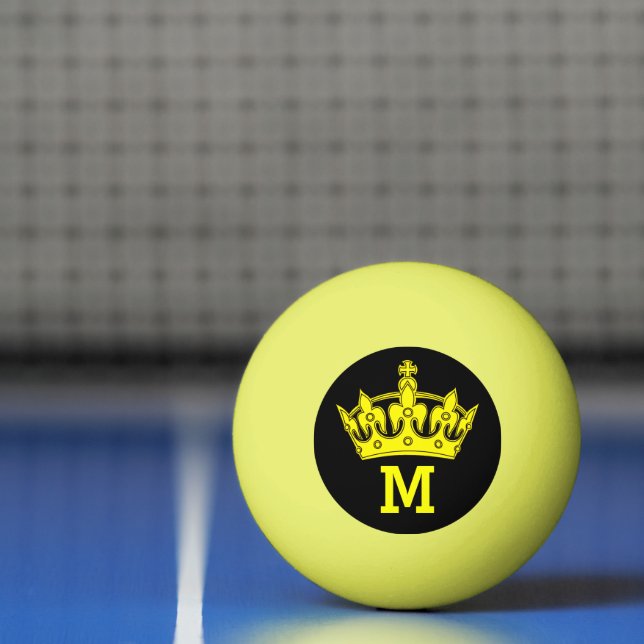 Yellow Crown Monogram Personalised Ping Pong Ball (Net)