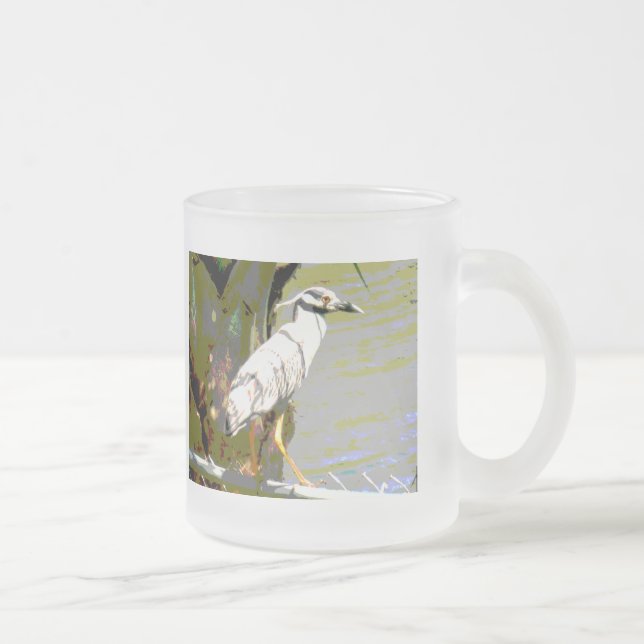Yellow-crowned Night Heron Frosted Glass Coffee Mug (Right)