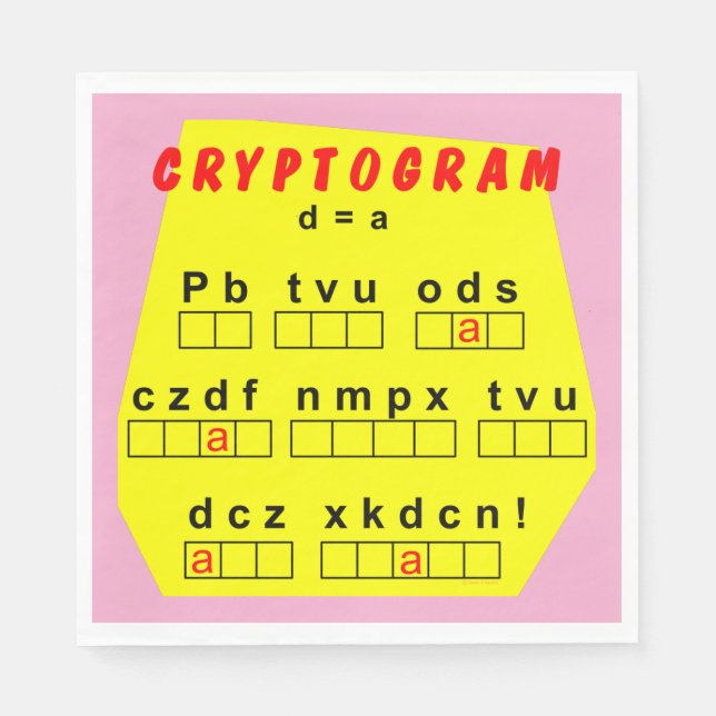 Yellow Cryptogram Napkin (Front)