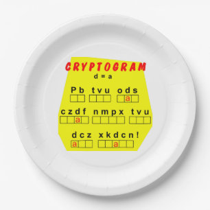 Yellow Cryptogram Paper Plate
