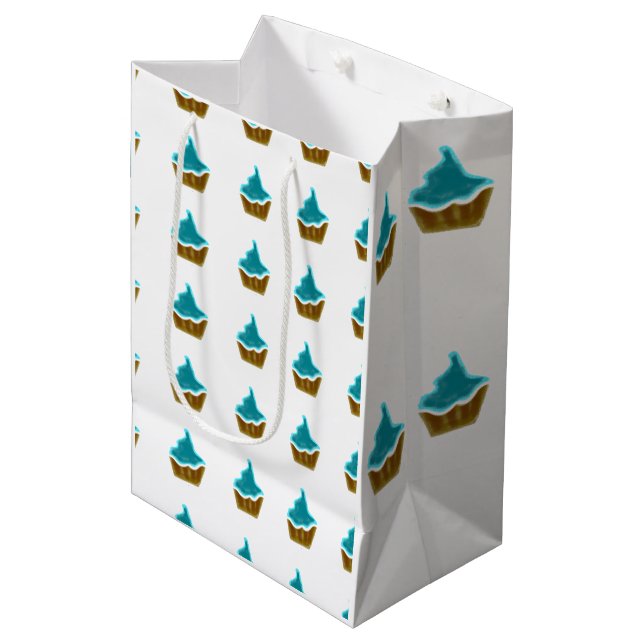 yellow cupcake calligraphy modern happy birthday   medium gift bag (Front Angled)