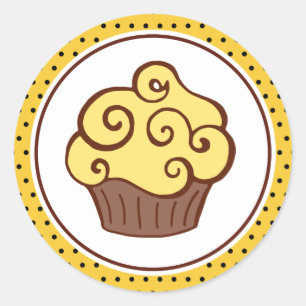 Yellow Cupcake Stickers