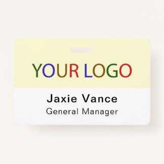 Yellow Custom Hard Plastic  with Metal Clip ID Badge