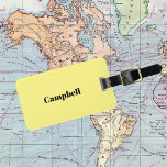 Yellow custom name luggage tag<br><div class="desc">Customise with your own name and contact info! Luggage tag for travelling bags or other accesories</div>