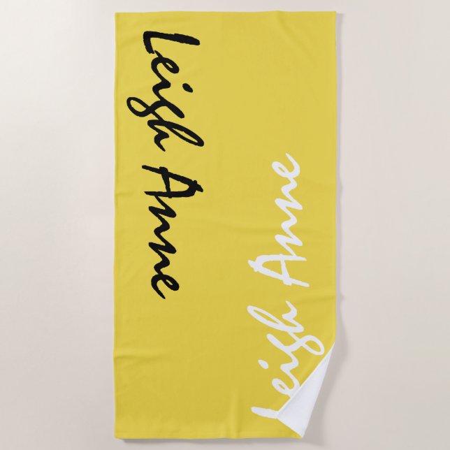 Yellow Custom Name Personalised Beach Towel (Front)