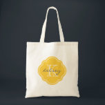 Yellow Custom Personalised Monogram Tote Bag<br><div class="desc">Cute Girly Modern Tote Bag with Custom Personalised Name and Initial Monogram in a Vintage Moroccan Quatrefoil Clover Shape Frame Border</div>
