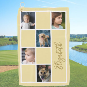 Yellow Custom Template Family Photos  Golf Towel