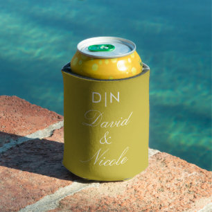 Yellow Custom Text Can Cooler Personalised Sleeve