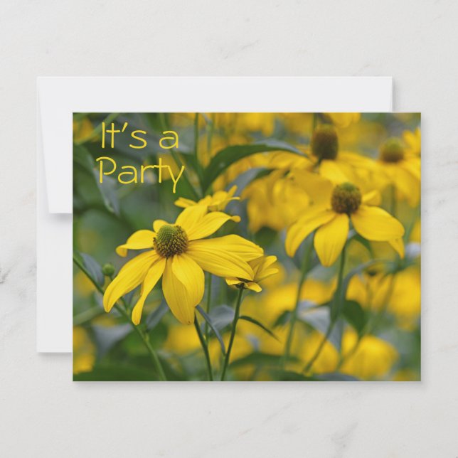 Yellow Cut Leaf Coneflower Surprise Birthday Invitation (Front)