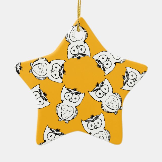 Yellow Cute Animal Pattern Cartoon Owl Pattern Ceramic Tree Decoration (Front)