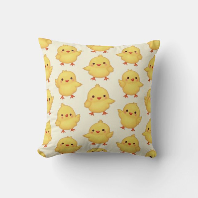 yellow cute chick throw cushion (Front)