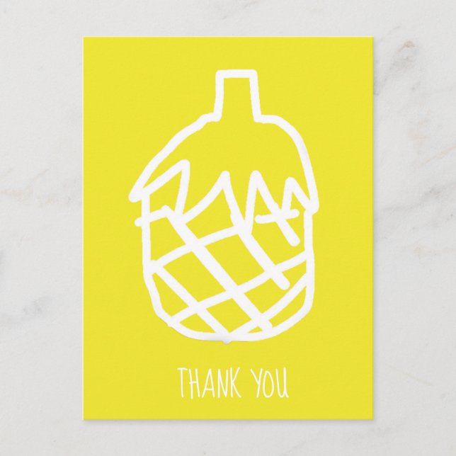 Yellow cute pineapple modern simple line art postcard (Front)