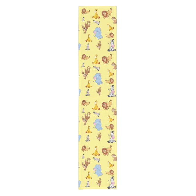 yellow Cute safari animal pattern - Giraffe, eleph Short Table Runner (Front)