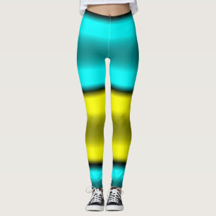 Yellow & Cyan Horizontal Stripes Leggings