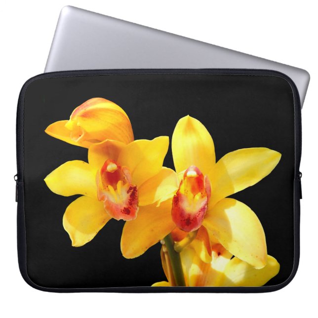 Yellow Cymbidium Orchid Laptop Case (Front)