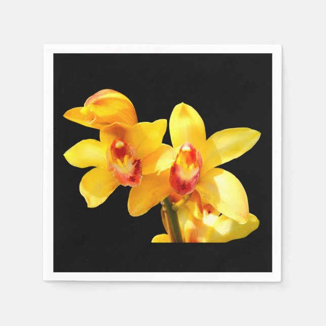 Yellow Cymbidium Orchid Paper Napkins (Front)