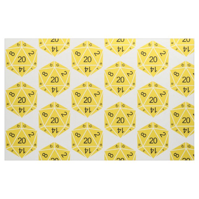 Yellow D20 Dice Fabric (Fat Quarter)