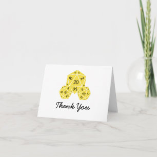 Yellow D20 Dice Thank You Card