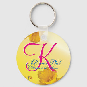 Yellow Daffodil 3d Monogram Key Ring