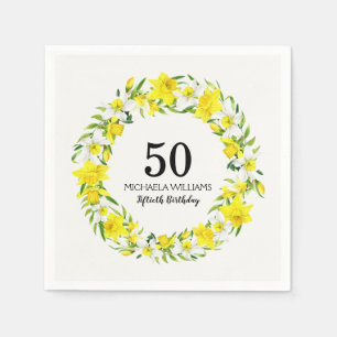 Yellow Daffodil 50th Birthday Party Napkin
