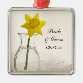 Yellow Daffodil and Pearls Wedding Metal Tree Decoration