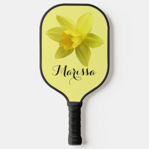 Yellow Daffodil Bloom Script Name Pickleball Paddle
