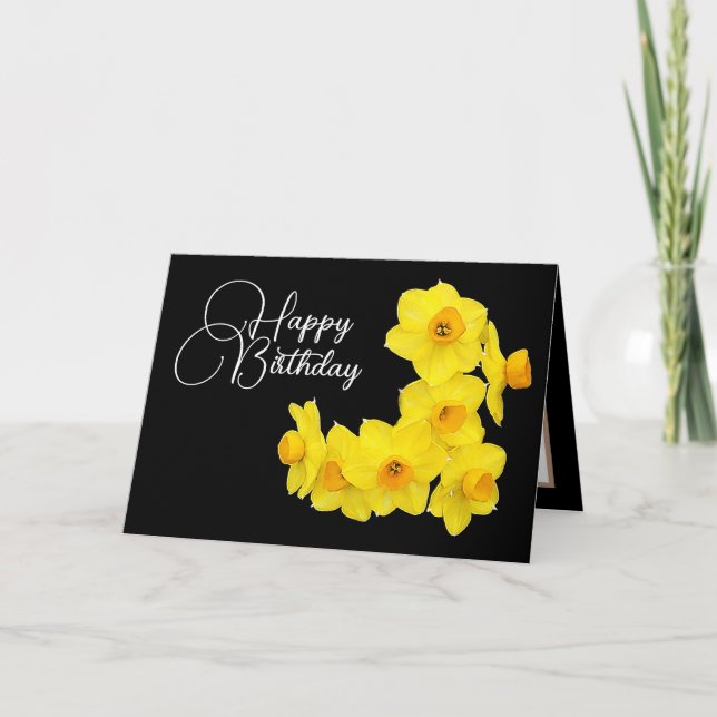 Yellow Daffodil Botanical Spring Modern Birthday Card (Front)