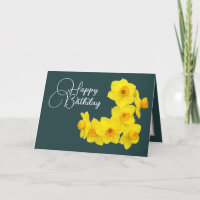 Yellow Daffodil Botanical Spring Modern Birthday