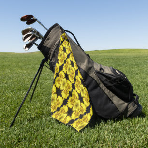 Yellow Daffodil Centre Abstract Floral Golf Towel