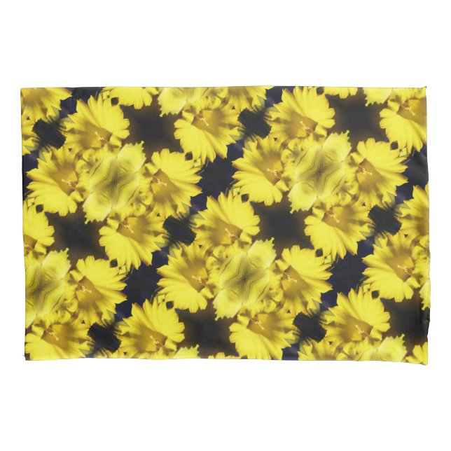 Yellow Daffodil Centre Abstract Floral  Pillowcase (Front)