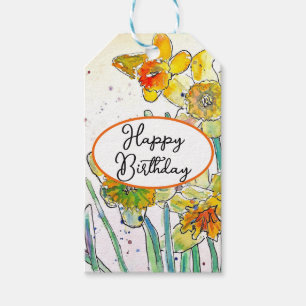 Yellow Daffodil Daffodils flower Watercolor Gift Tags