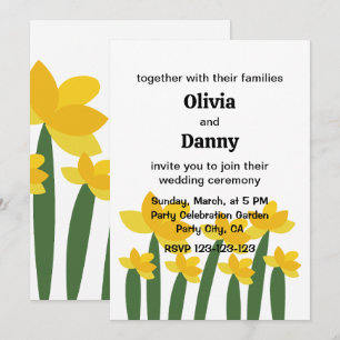 Yellow Daffodil Floral Flower Summer Wedding Invitation