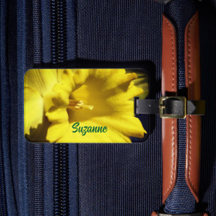 Yellow Daffodil Flower Close Up Personalised Luggage Tag