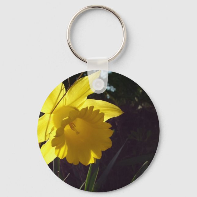 yellow daffodil flower in the sunlight key ring (Front)